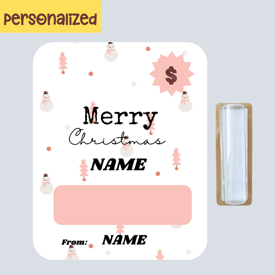 Blush Snowman Money Greeting Card